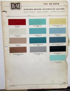 1961 DeSoto Paint Chips By Rinshed-Mason Color Sheet Original
