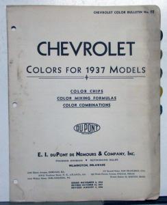 1937 Chevrolet Truck Paint Chips By DuPont Color Bulletin No 12 REVISED 8/1/38
