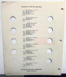 1938 Chevrolet Paint Chips By Ditzler Color Company Original