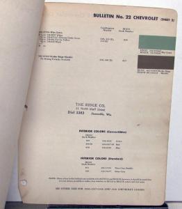 1950 Chevrolet Paint Chips By DuPont Color Bulletin No 22 Original
