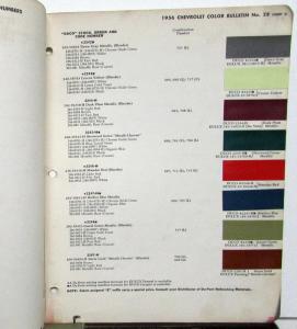 Late 1955 & 1956 Chevrolet Paint Chips By DuPont Color Bulletin No 28 Original