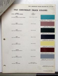 1961 Chevrolet Corvair Corvette Trucks Paint Chips By DuPont Color Bulletin Orig