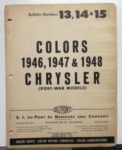 1946 1947 1948 Chrysler Paint Chips Post War Models Bulletin REVISED 3/1/49