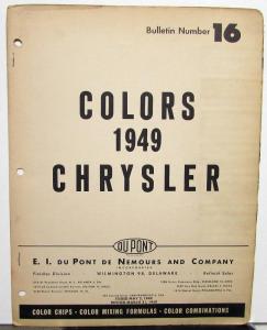 1949 Chrysler Paint Chips DuPont Bulletin No 16 REVISED 3/31/50