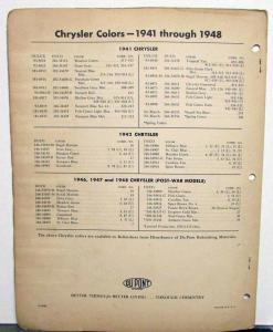 1949 Chrysler Paint Chips DuPont Bulletin No 16 REVISED 3/31/50