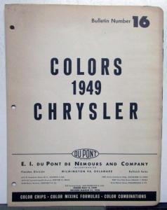 1949 Chrysler Paint Chips DuPont Bulletin No 16 REVISED 3/31/50
