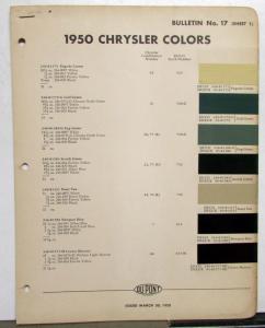 1950 Chrysler Paint Chips DuPont Bulletin No 17 Original