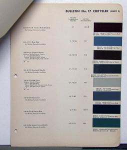 1950 Chrysler Paint Chips DuPont Bulletin No 17 Original