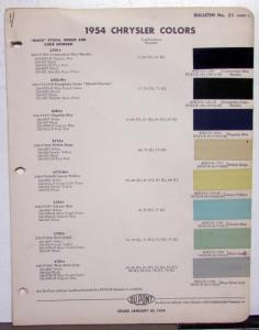 1954 Chrysler Paint Chips DuPont Bulletin No 21 Original