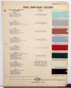 1955 Chrysler Paint Chips DuPont Bulletin No 22 Original