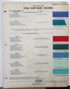 Late 1955 & 1956 Chrysler Paint Chips DuPont Bulletin No 23 Original
