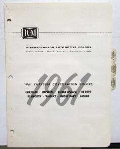 1961 Chrysler Rinshed Mason Automotive Paint Chip Colors Bulletin Original