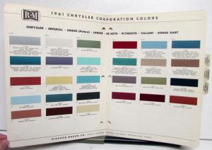 1961 Chrysler Rinshed Mason Automotive Paint Chip Colors Bulletin Original