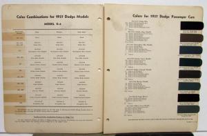 1937 Dodge DuPont Automotive Paint Chip Colors Bulletin No 7 REVISED 5/15/38