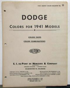 1941 Dodge DuPont Automotive Paint Chip Colors Bulletin No 11 REVISED 6/46