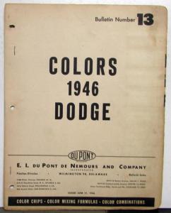 1946 Dodge DuPont Automotive Paint Chip Colors Bulletin No 13 Original