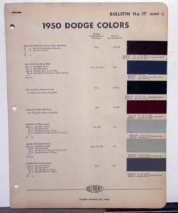 1950 Dodge DuPont Automotive Paint Chip Colors Bulletin No 17 Original