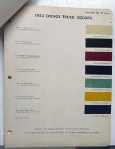 1953 Dodge DuPont Automotive Paint Chip Colors Bulletin No 20 Original