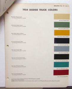 1954 Dodge DuPont Automotive Paint Chip Colors Bulletin No 21 Original