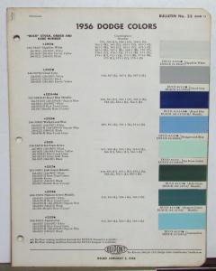1956 Dodge DuPont Automotive Paint Chip Colors Bulletin No 23 Original