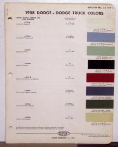 1958 Dodge Trucks DuPont Automotive Paint Chip Colors Bulletin No 25 Original