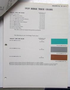 1959 Dodge Trucks DuPont Automotive Paint Chip Colors Bulletin No 26 Original