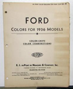 1936 Ford DuPont Automotive Paint Chip Colors Bulletin No 8 Original