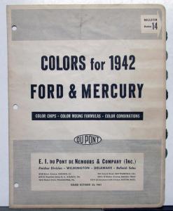 1942 Ford Mercury DuPont Automotive Paint Chip Colors Bulletin No 14 Original
