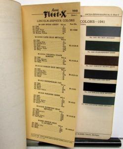 1941 Lincoln Zephyr Paint Chips Color Samples Leaflets By Acme