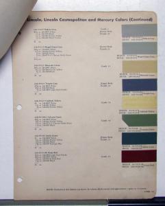 1949 Lincoln Cosmopolitan Mercury DuPont Automotive Paint Chips Bulletin Orig