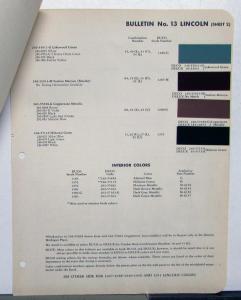 1952 Lincoln DuPont Automotive Paint Chips Bulletin No 13 Original