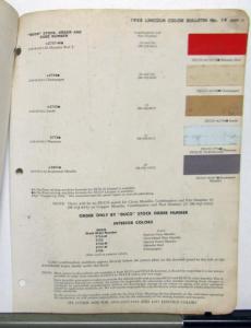 1958 Lincoln DuPont Automotive Paint Chips Bulletin No 19 Original
