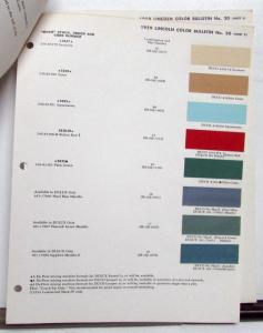 1959 Lincoln DuPont Automotive Paint Chips Bulletin No 20 Original