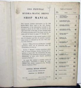 1951 Pontiac Dealer Hydra-Matic Drive Transmission Service Shop Repair Manual