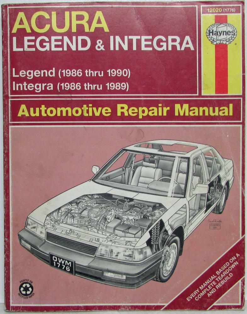 1986-1990 Acura Legend and 1986-1989 Integra Haynes Automotive Repair Manual