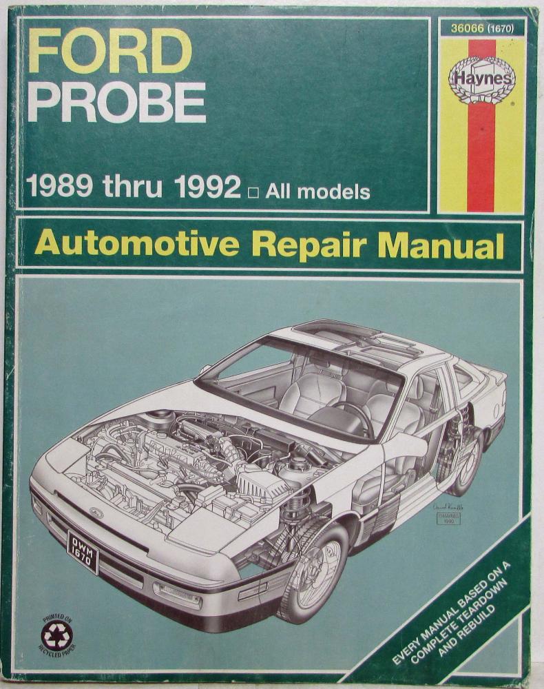1989-1992 Ford Probe Haynes Automotive Repair Manual