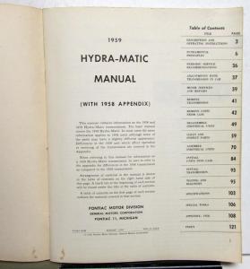 1959 Pontiac Dealer Hydra-Matic Transmission Service Shop Repair Manual Orig