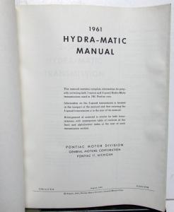 1961 Pontiac Dealer Hydra-Matic Transmission Service Shop Repair Manual Orig