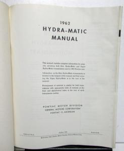 1962 Pontiac Dealer Hydra-Matic Transmission Service Shop Repair Manual Orig