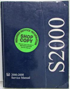 2000 2001 2002 2003 2004 2005 2006 2007 2008 Honda S2000 Service Shop Manual