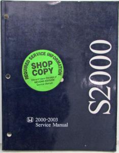 2000 2001 2002 2003 Honda S2000 Service Shop Repair Manual