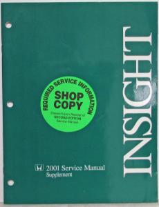 2001 Honda Insight Service Shop Repair Manual Supplement