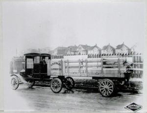 1914 Ford Model T with Fruehauf Trailer Press Photo FM Sibley Lumber Enlargement