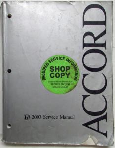 2003 Honda Accord Service Shop Repair Manual