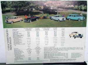 1959 Studebaker Lark 4 Door Hardtop Sedan Wagon Hawk Color Brochure French Text