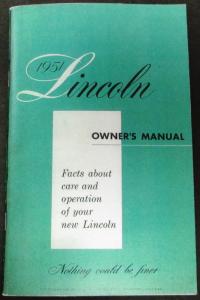 1951 Lincoln Owners Manual Cosmopolitan Reproduction