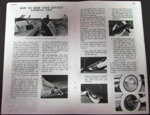 1951 Lincoln Owners Manual Cosmopolitan Reproduction