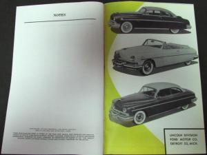 1951 Lincoln Owners Manual Cosmopolitan Reproduction