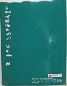 2006 2007 2008 Honda Civic GX Service Shop Repair Manual Supplement
