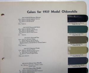 1937 Oldsmobile DuPont Automotive Paint Chips Bulletin No 7 REVISED 3/15/38